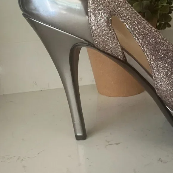 Marc Fisher Tumble Glitter Sparkle Stiletto Heels Pumps Peep Toe Size 10M - Picture 11 of 16